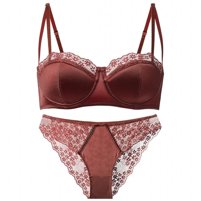 Ensemble de lingerie sexy tendance, soutien-gorge en dentelle demi-bonnet push-up à armatures fines, anti-affaissement, minimiseur de graisse sous les aisselles pour usage quotidien