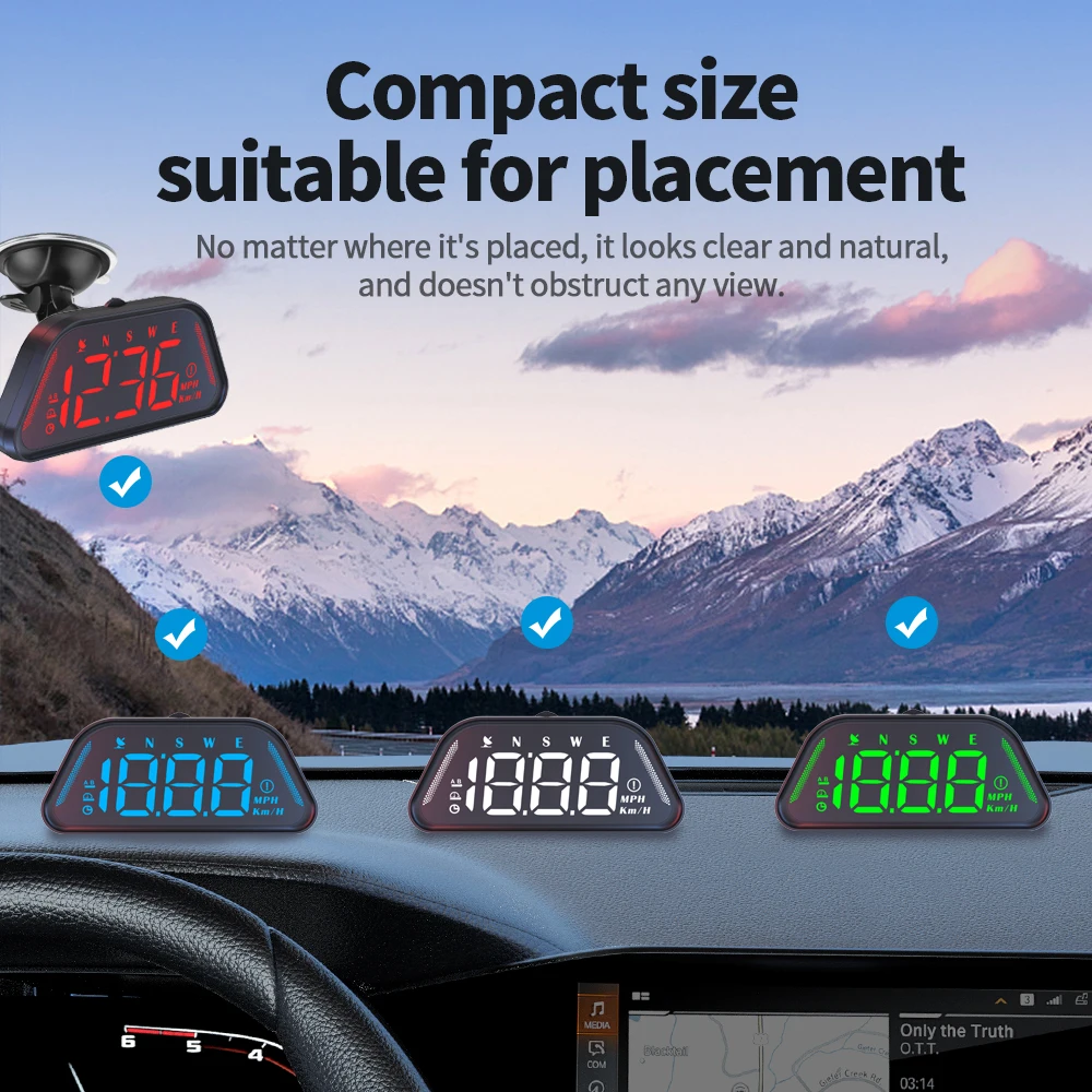 차량 속도계 G23 HUD GPS 헤드업 디스플레이 속도계 주행거리 시계 나침반 자동차 전자제품 프로젝션 다채로운 조명