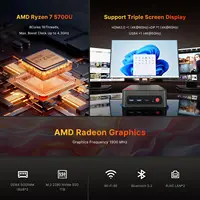 P4 Light Gaming Mini PC Ryzen 7 5700U 32GB RAM 1TB SSD Winodws 11 Pro Triple 4K 60HZ Displays Desktop Computers, Support PS3 2