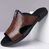 Men's Slip-On Beach Shoes Breathable Anti-Slip Casual Large Size Leather Sandals Outdoor Wear Comfortable Polyurethane Insole