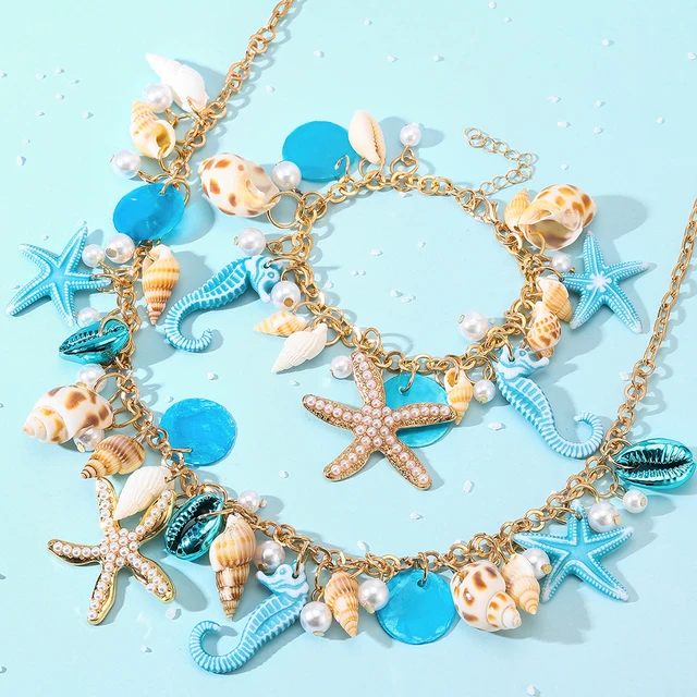 Kit 54 Ciondoli Mare In Oro Stile - Tartarughe, Stelle Marine, Sirene Per Gioielli Fai Da Te, Con Scatola Di Plastica - Foto 3