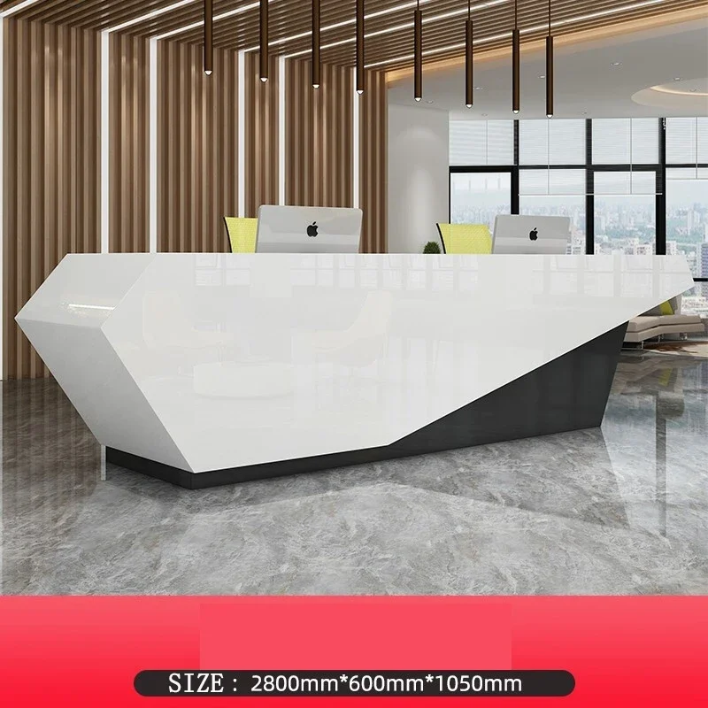 שולחן משרדי למלון עם לוגו שולחן קבלה מודרני רהיטי משרד מסחרי בר סלון יופי שולחן קבלה