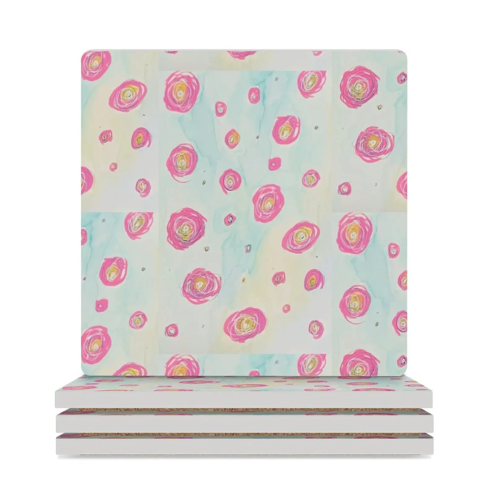 

Abstract roses Ceramic Coasters (Square) for cups set white plate Coasters
