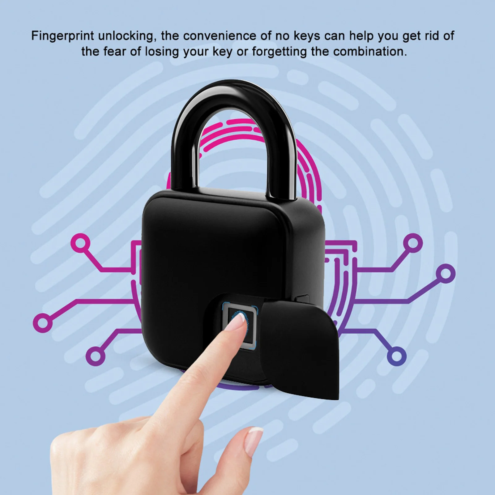 New Smart Fingerprint Padlock Anti theft Waterproof Safety Dormitory Door Electronic Lock