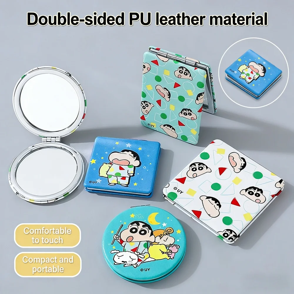Crayon Shin-chan Double-Sided Folding Mirror - Cute Cartoon Portable Makeup Accessory