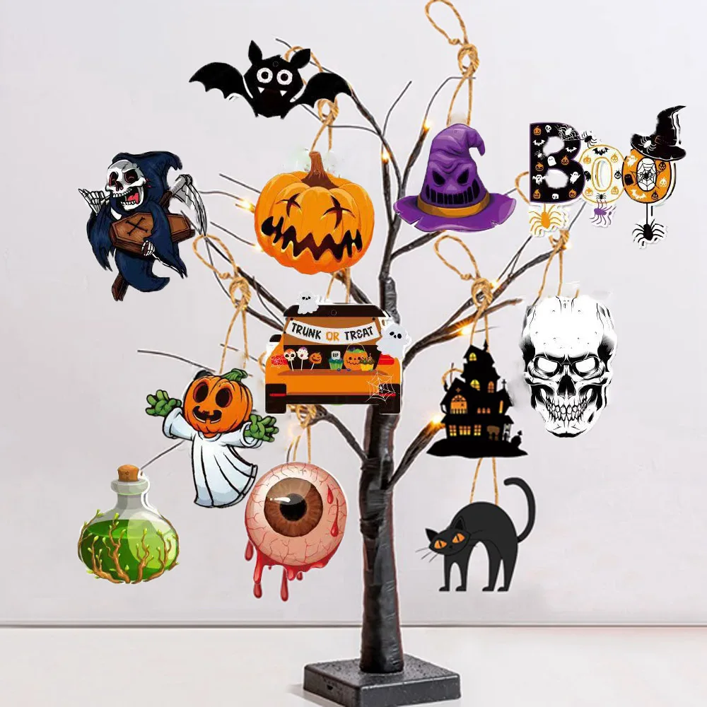 

12 шт., подвески в виде тыквы, черепа, ведьмы