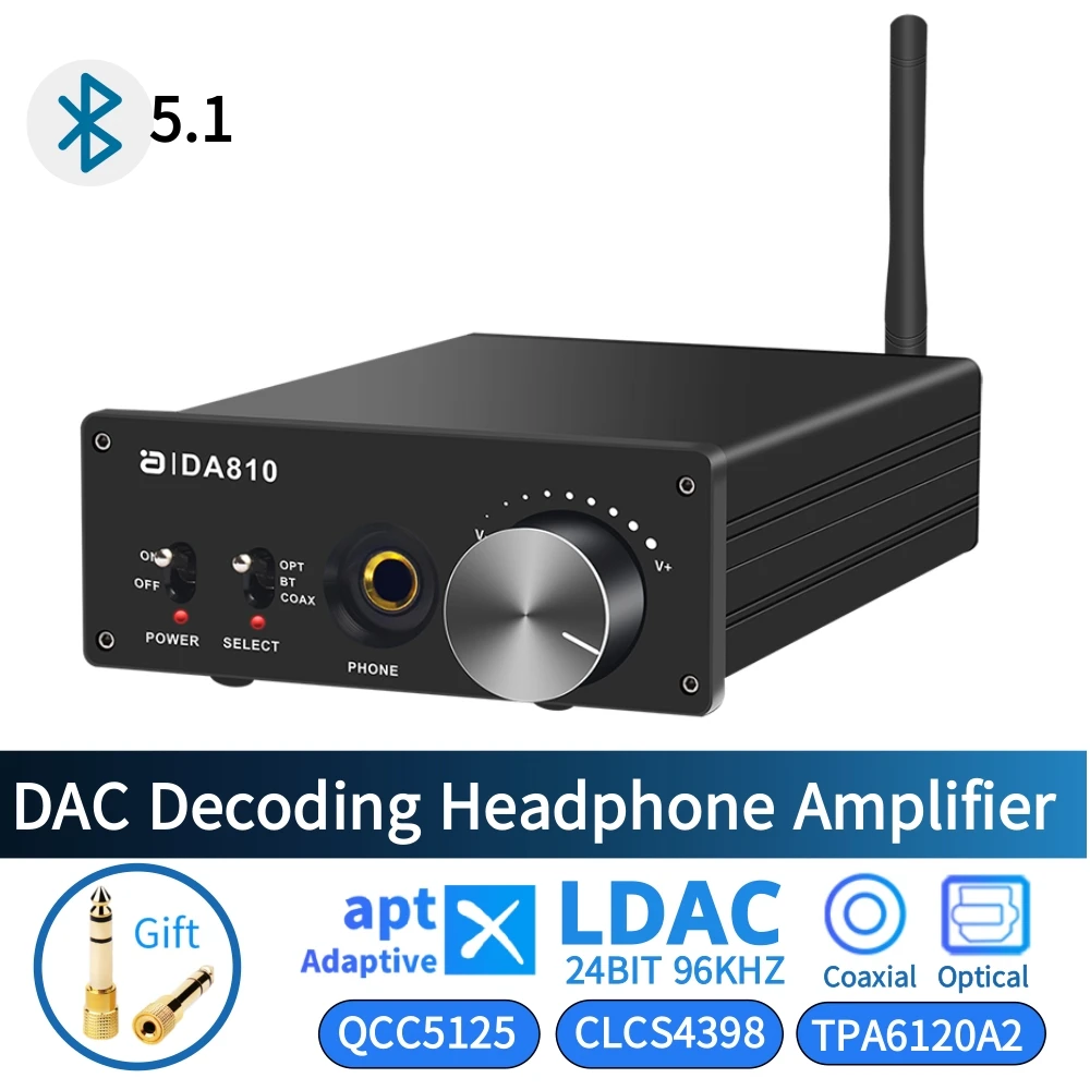 고해상도 LDAC 블루투스 5.1 오디오 리시버, aPTX CS4398 동축 광 DAC 컨버터, 192K2 비트 디코더, 1500mW 헤드폰 앰프