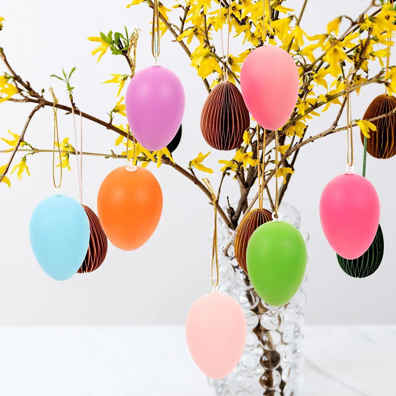24 Pcs Plastic Easter Eggs Hanging Door nament Outdoor Decorations Kids Craft For Decorating Spring Party Festive Toy 5