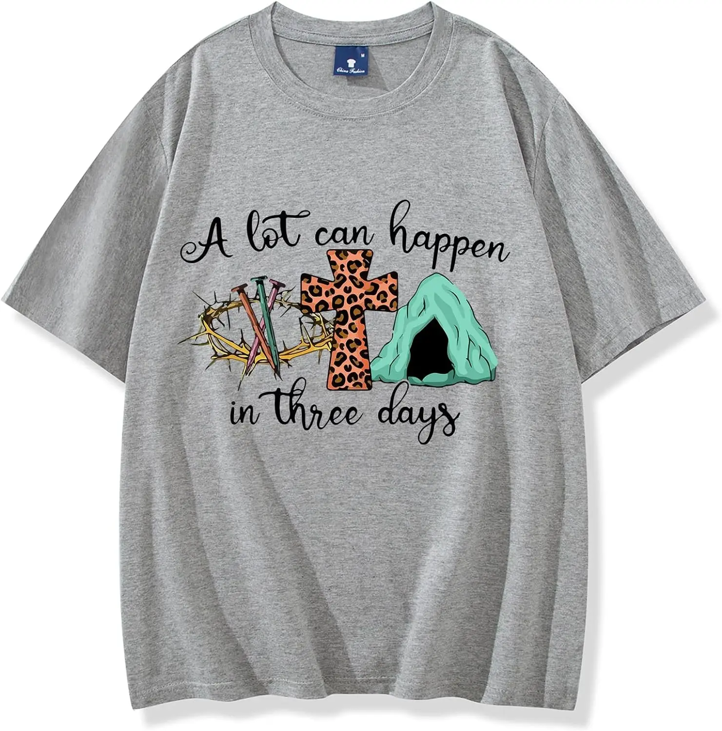 

A Lot Can Happen in 3 Days T Shirt, Funny Letter Print Tees Christain Short Sleeve Novelty Gift Tops