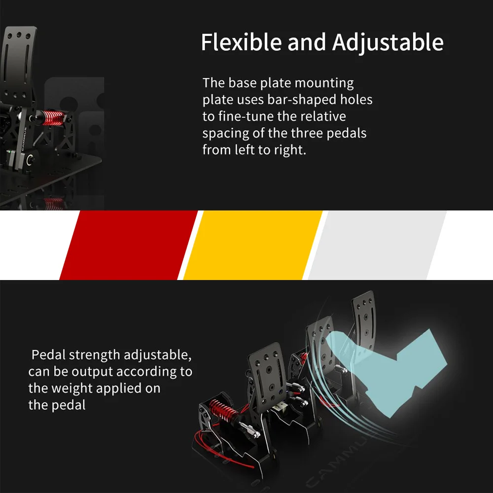 CAMMUS LC100 Load Cell Pedals Sim Racing Pedal 3 Pedals for PC Racing Games