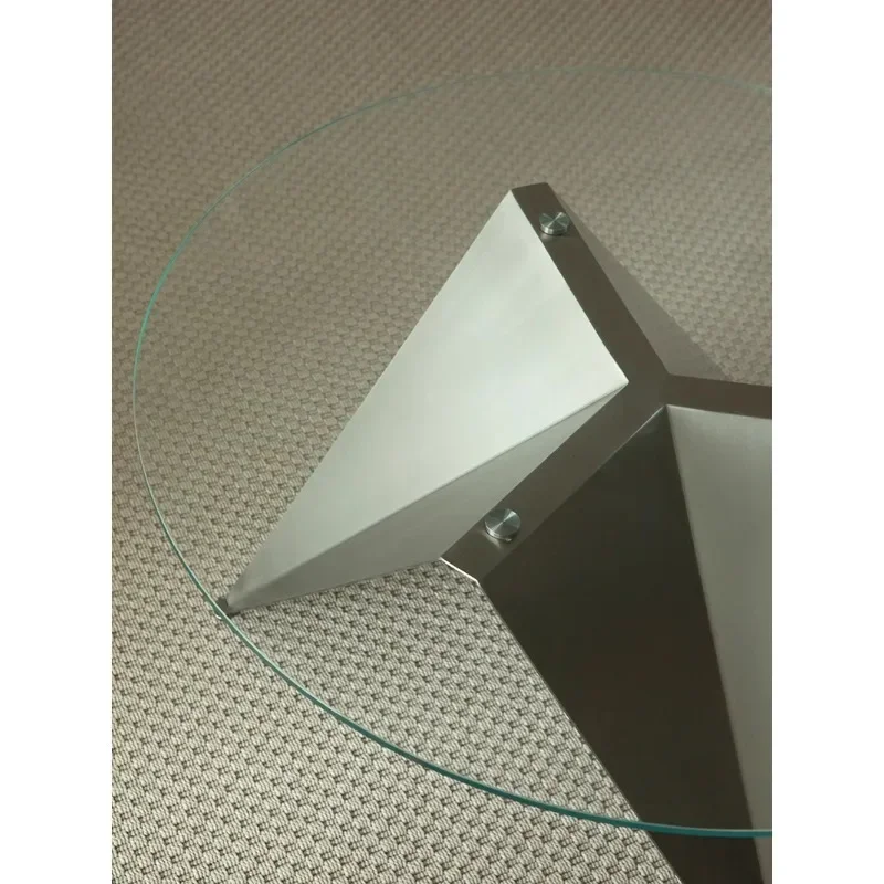 Metal stainless steel glass round simple coffee table