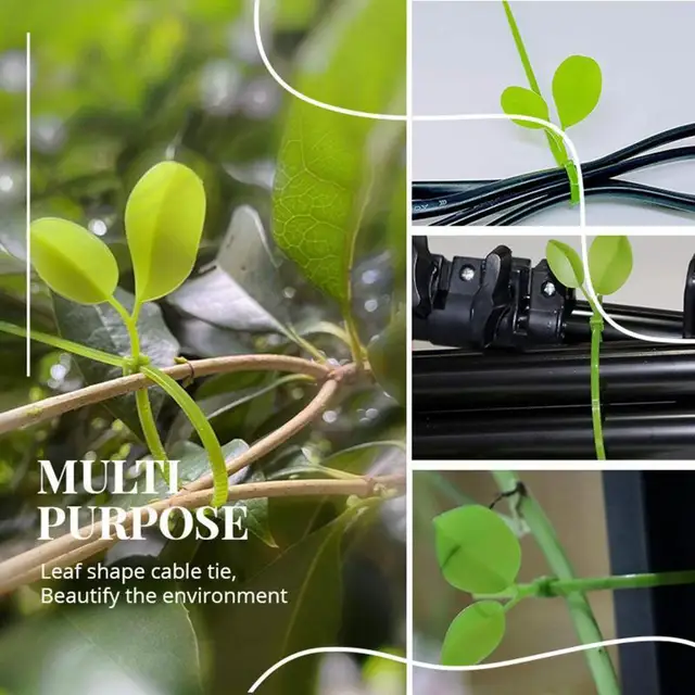 100Db/Beállított Levél Alakú Növényi Öv Egyedi Kábelhuzalt Köthető Huzalkötésű Csomagolás Hordozható Kábel Nyakkendő Kábele Tekercs Kerthez - Image 2