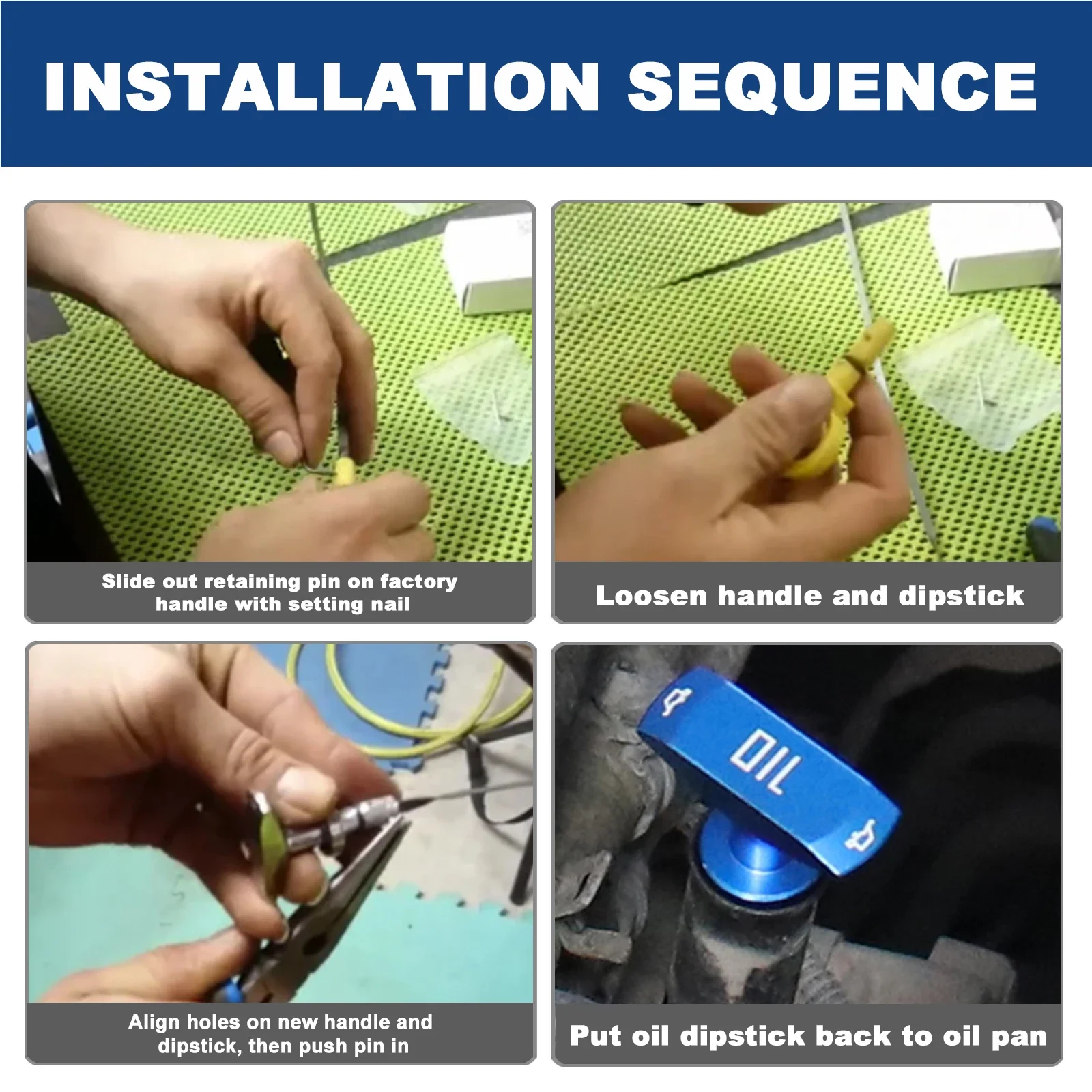 Universal Car Oil Dipstick Pull Handle Engine Oil Pullhandle Aluminum Billet Brand New Automobile Replacement Decoration 3