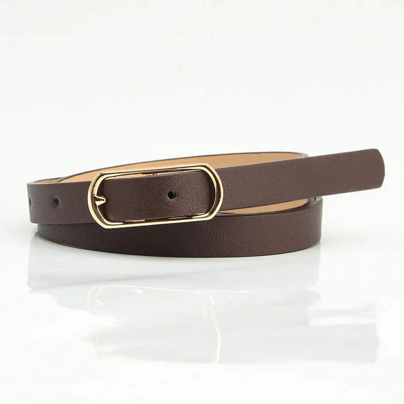 

Simple All-match Multicolor Women's Thin Belt New Fresh Sweet Dress Jeans Decorative Alloy Oval Buckle PU Belts