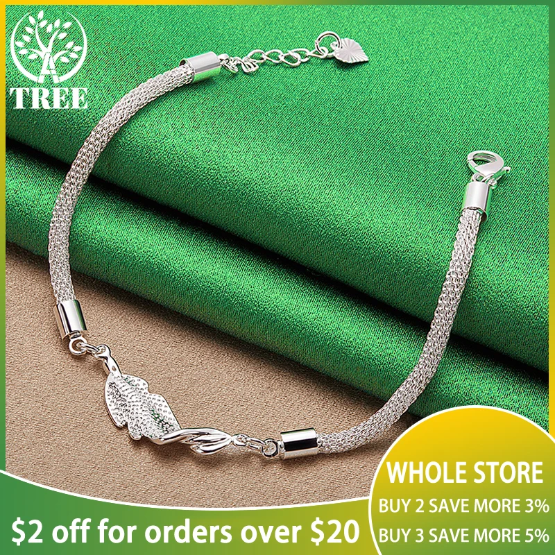 

925 Sterling Silver 20cm Hollow Net Snake Chain Heart Bracelets For Woman Wedding Engagement Party Birthday Trendy Charm Jewelry