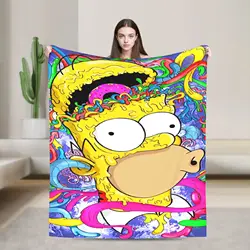 Cozy Simpsons Cartoon Plush Throw Blanket - Warm and Decorative Flannel Bedspread - 153x204cm (7)