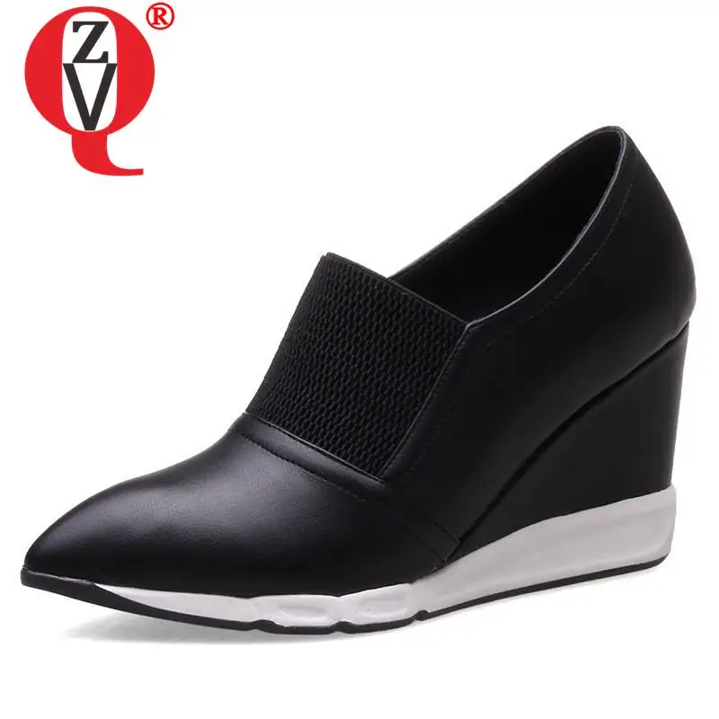 

ZVQ Women Shoes 2022 Spring New Leisure Comfortable Outside Women Pumps Platform Wedges Pointed Toe slip-on Ladies Shoes