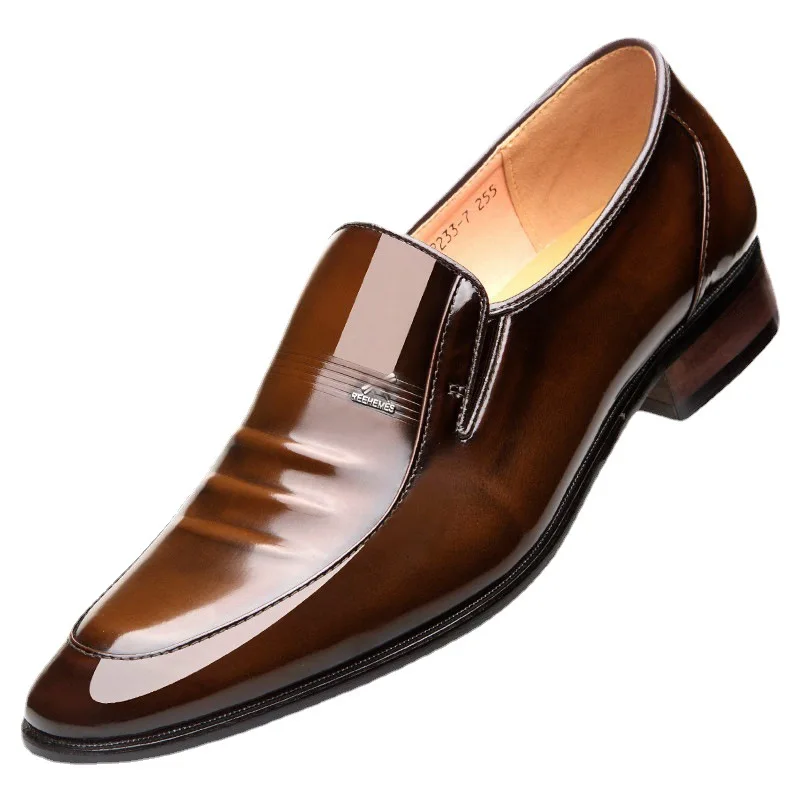 

Spring/Autumn Men's Genuine Leather Pointed Toe Slip-On Black/Brown Business Office Wedding for Men Flats Shoes