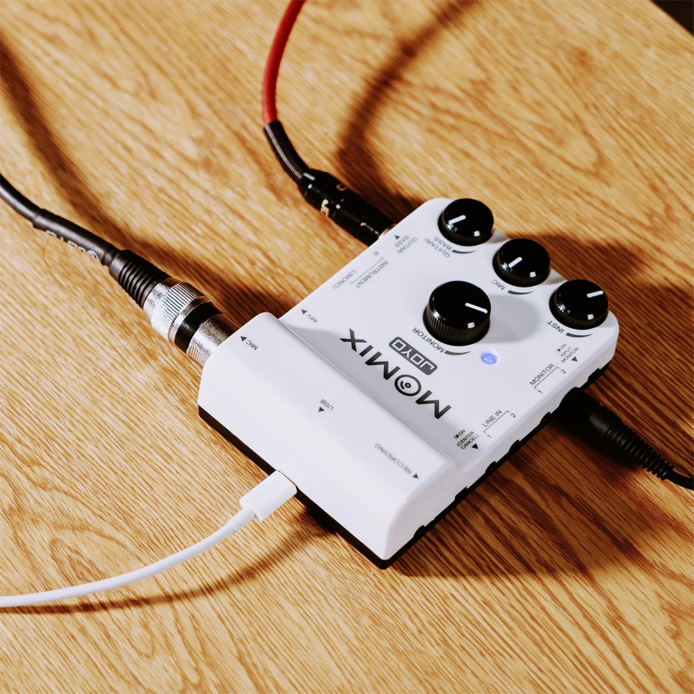 MOMIX USB Mobile Device Sound Card 48V Phantom Power Dual Monitoring Output Inte