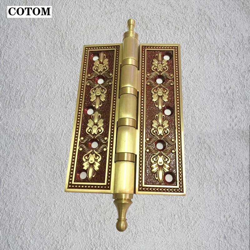 Dobradiças de Luxo para Porta com Cabeça de Coroa Acessório de Hardware Liso e Resistente de Cobre em Latão Sólido e Ouro Rosa Peça