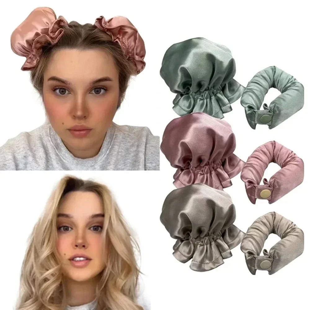 

Heatless Curling Rod Headband Soft Hair Curlers No Heat Silk Curls Lazy Hair Rollers Sleeping Curler with Cap Hair Styling Tools