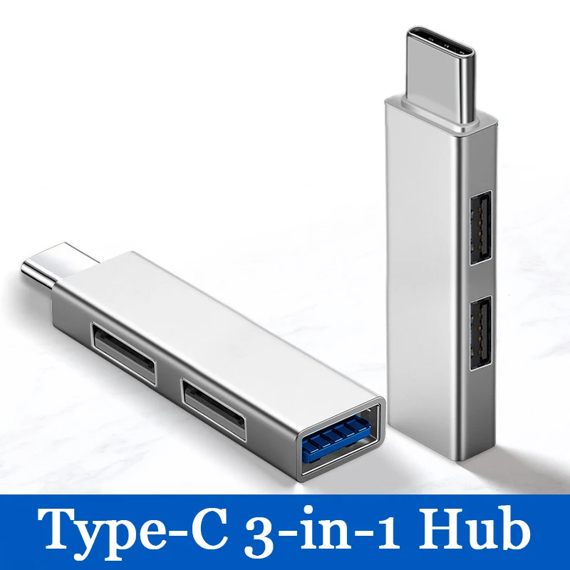 Type C 3 In 1 USB 3.0 USB Hub 2.0 Multi Type-C Ultra Slim Splitter Hub Use Power Adapter Multiple Expander for iPhone 15