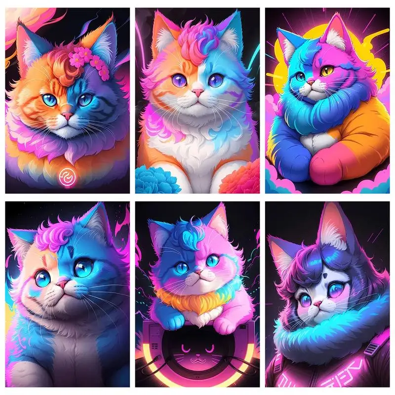 

RUOPOTY Diy Painting By Numbers Cat Pictures Paint On Canvas Home Decoration With Frame