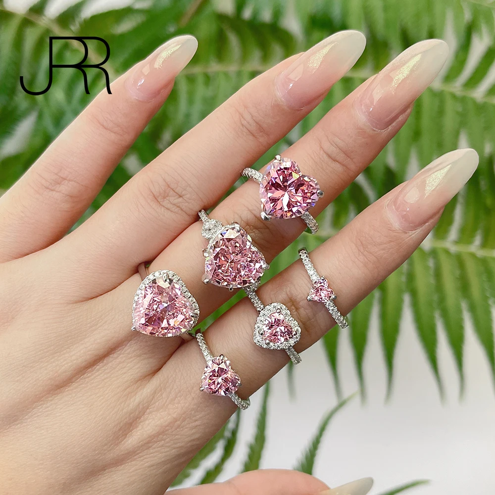 

JRR Real 925 Sterling Silver Crushed Ice Cutting White Pink Gemstone Wedding Engagement Women Rings Fine Jewelry Free Shipping