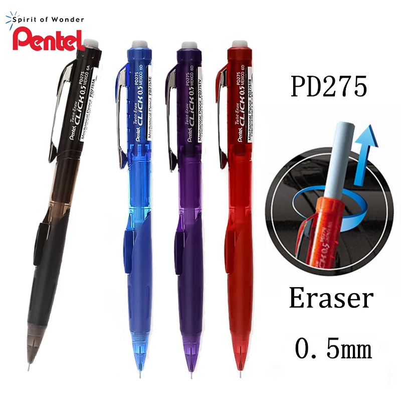 1 Pcs Pentel Mechanical Pencil PD275 Side Press Active Pencils with Rotating Rubber School Supplies 0.5mm Cute School Supplies