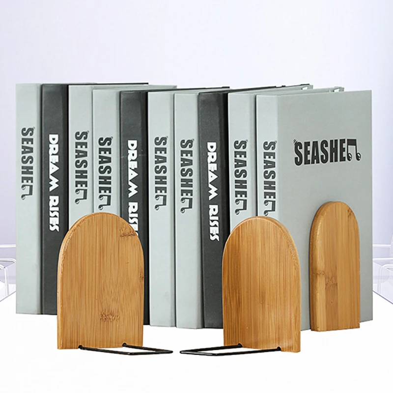 1 Pcs Bamboo Nature Book Holder Bookends Desk Organizer Wooden Stand Holder Shelf Home Office Desk Accessories Desktop Organizer