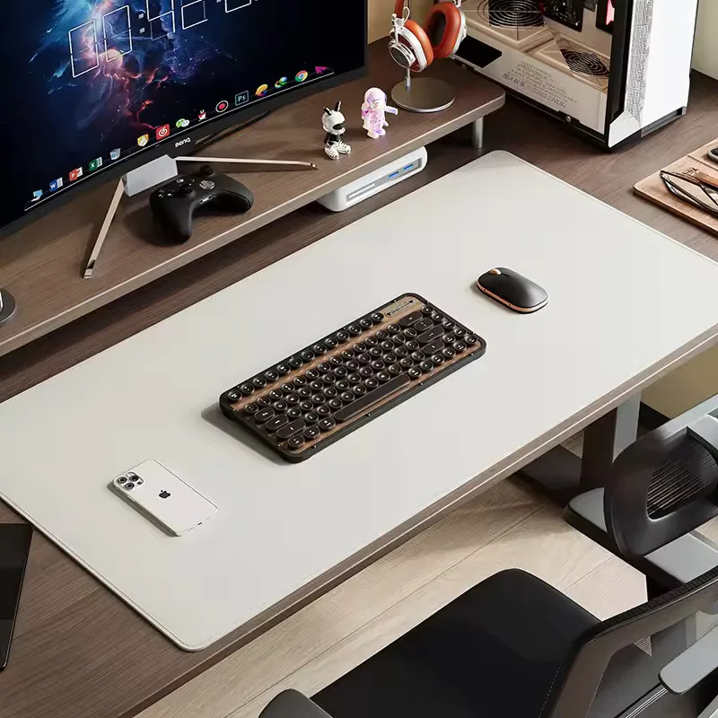 Elegant Leather Desk Protector with Stitched Edges and Non-Slip Base