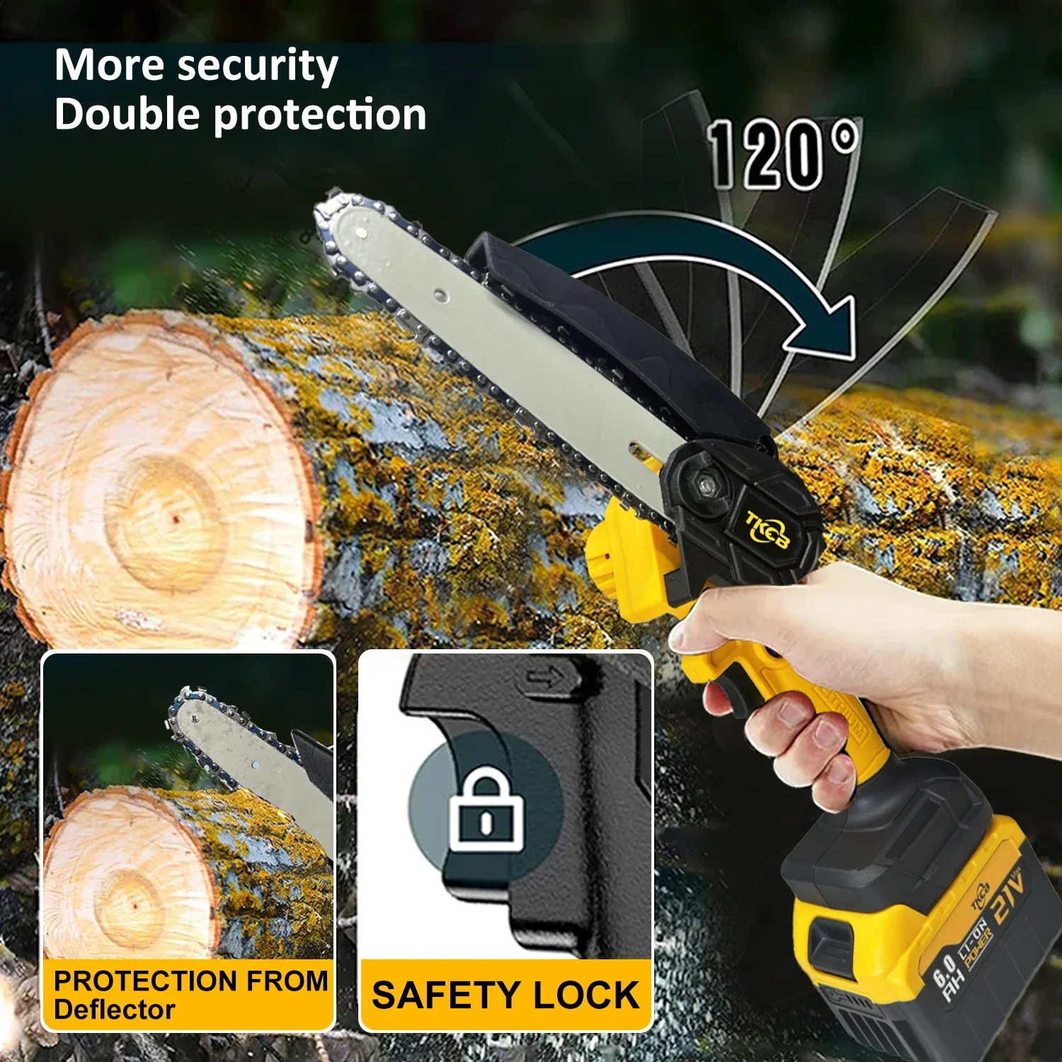 Enhanced Cordless 6-Inch Handheld Electric Chainsaw for Efficient Wood Cutting