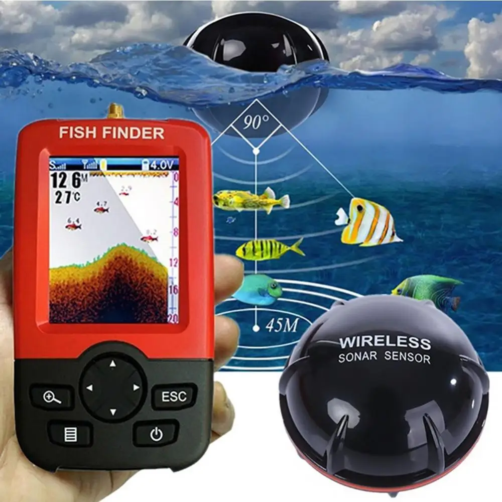 インテリジェントな深さのアラームソナーセンサー湖海釣りのためのポータブルワイヤレス魚群探知機