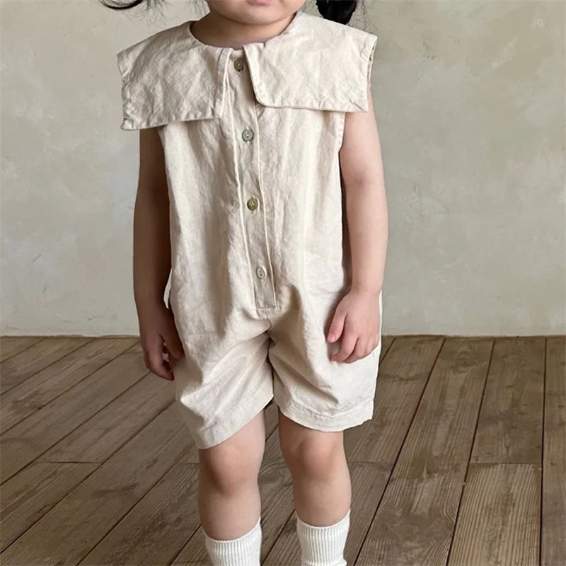 Baby Rompers Sleeveless Short Jumpsuits Cotton Toddler Boy Girl