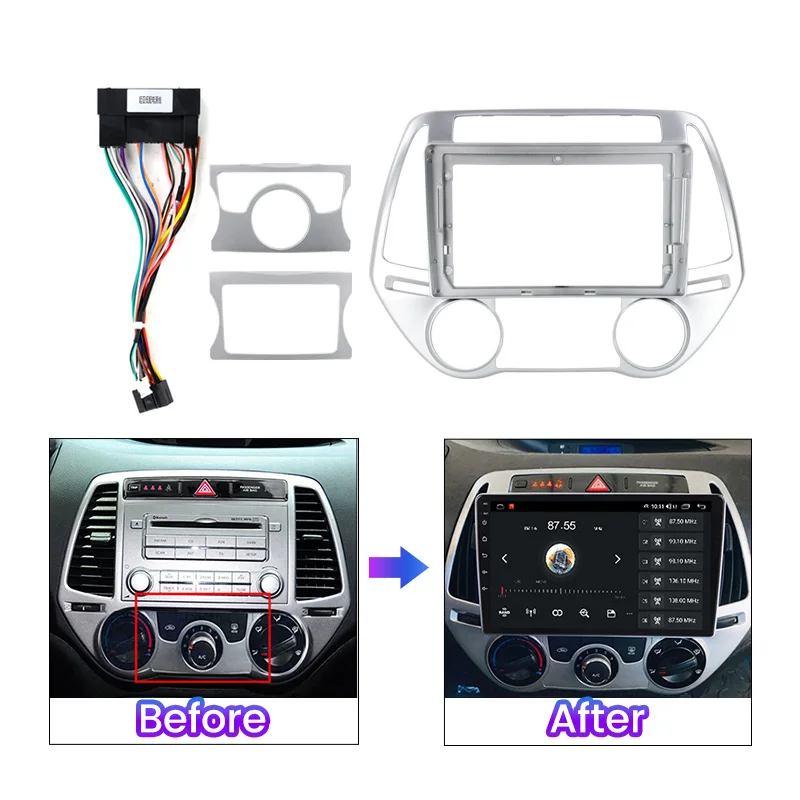 For Hyundai I20 2012 2013 2014 For Android Car Radio Panel Fascia Frame Optional Accessories Power Cord CAN