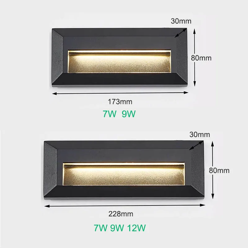 Montagem em superfície LED Step Light, impermeável Wall Light, Stair Light, interior e exterior, corredor do jardim, IP65