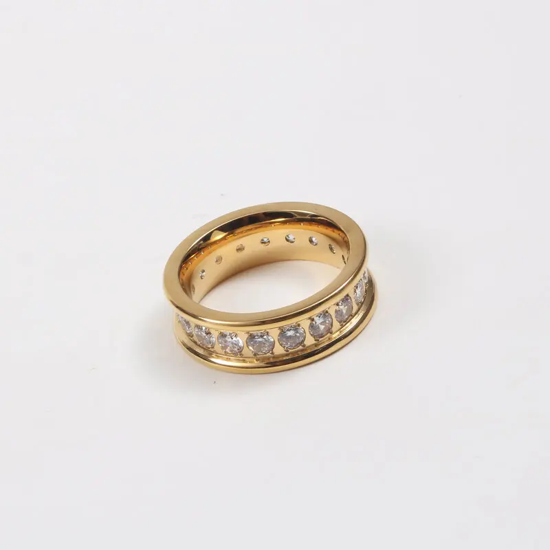 High End PVD Waterproof Retro Shinny Zircon Ring for Women Girl Stainless Steel Ring Wedding Jewelry 4