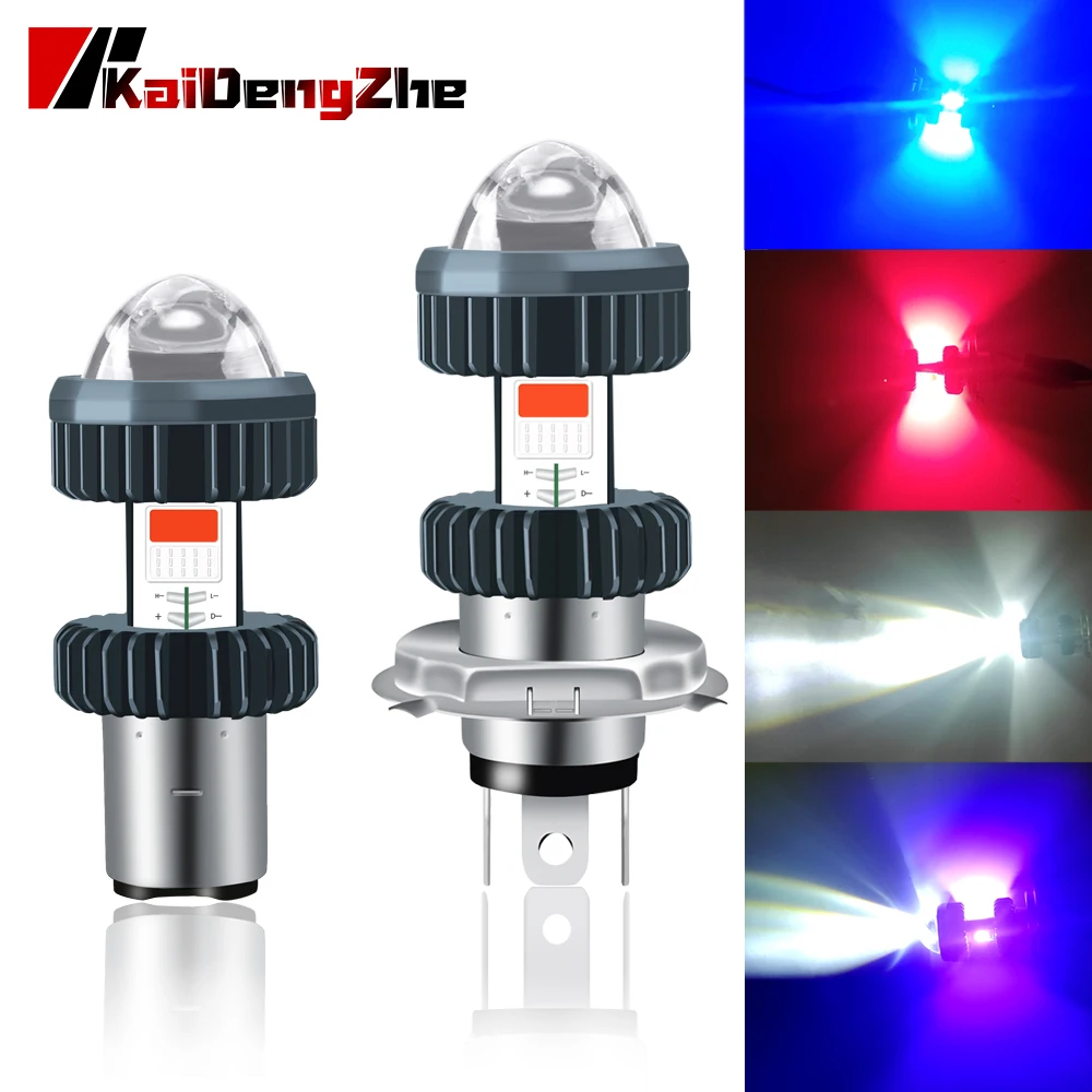 

1 pcs H4 H6 Motorcycle Headlight BA20D 3570 3 Colors Cob LED Bulbs Super Bright Fog Lamp 3 side light Hi Lo Dual lens Retrofit