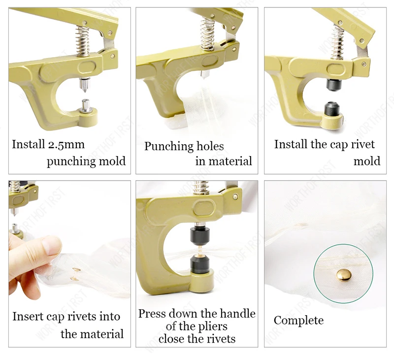 Description Picture 6 of itemNon Rusting Double Cap Rivets with Plier Stud Round Nail Spikes for Leathercraft Shoes Bag Belt Clothing Garment Accessories