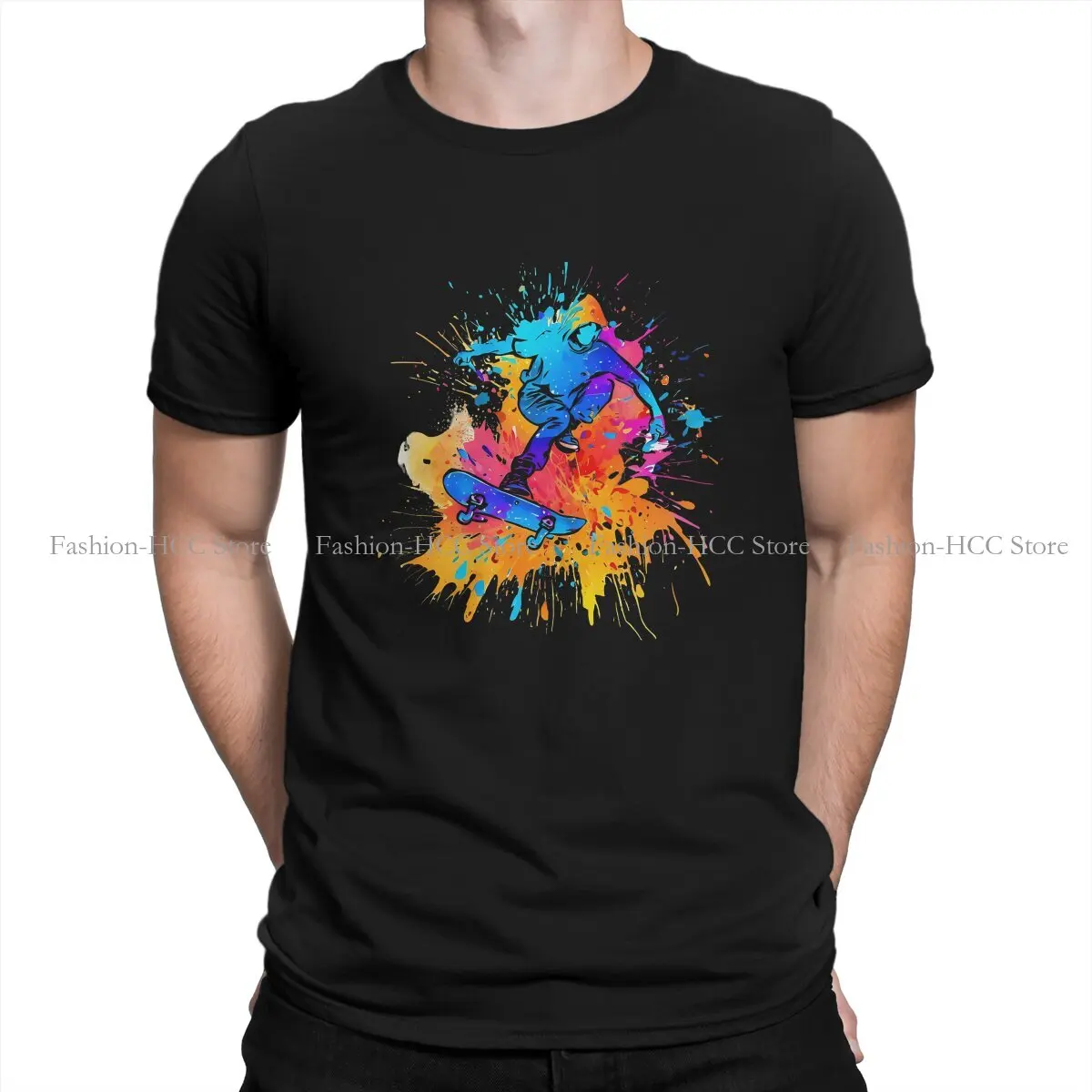 

Graffiti Graphic Polyester TShirt Skateboard Creative Tops Leisure T Shirt Male