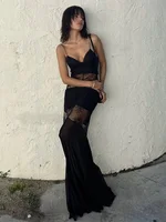 Sexy Lace Sling Dress Women See Through Backless Hollow Out Sleeveless Robe Female 2025 Fashion Beach High Waist Dresses Lady 1