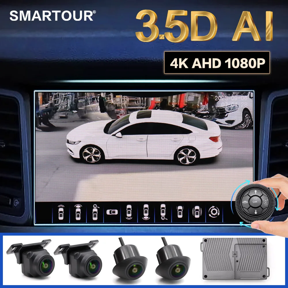SMARTOUR 1080P AI 360° 3.5D Car Multi-angle Camera Super Panoramic DVR SVM Bird Eye Surround View Parking System AHD