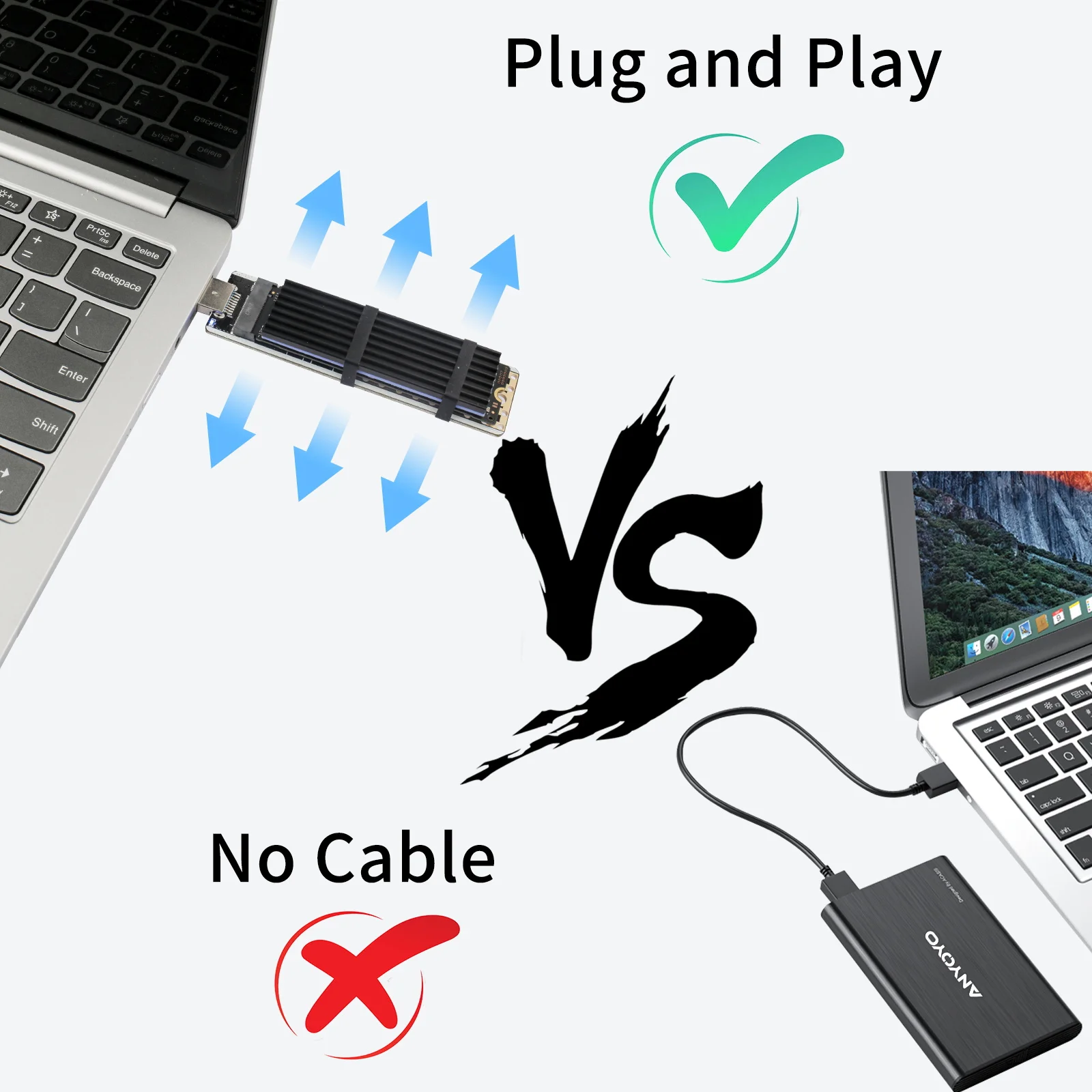 ACASIS M2 SSD Case NVME Enclosure M.2 to USB 3.1 SSD Adapter NVME PCIE SATA M/B Key 2230/2242/2260/2280 22110 Size Dual Protocol