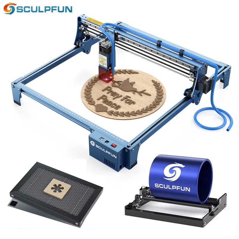 SCULPFUN S10 Laser Engraver CNC 10W high-density Laser Engraver Eye Protection Laser Engraving Cutting Machine 410x420mm sculpfun h3 laser cutting honeycomb panel workbench suitable for diode co2 laser engraving machine