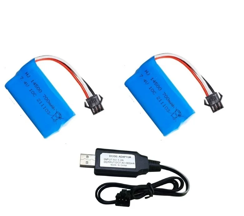 2S 7.4V 700Mah 14500 Batteria Agli Ioni Di Litio Sm3P Plug/Usb Per Pistola Gel D'Acqua Blaster R/C Toys Stunt Cars R/C Model Car Accessori