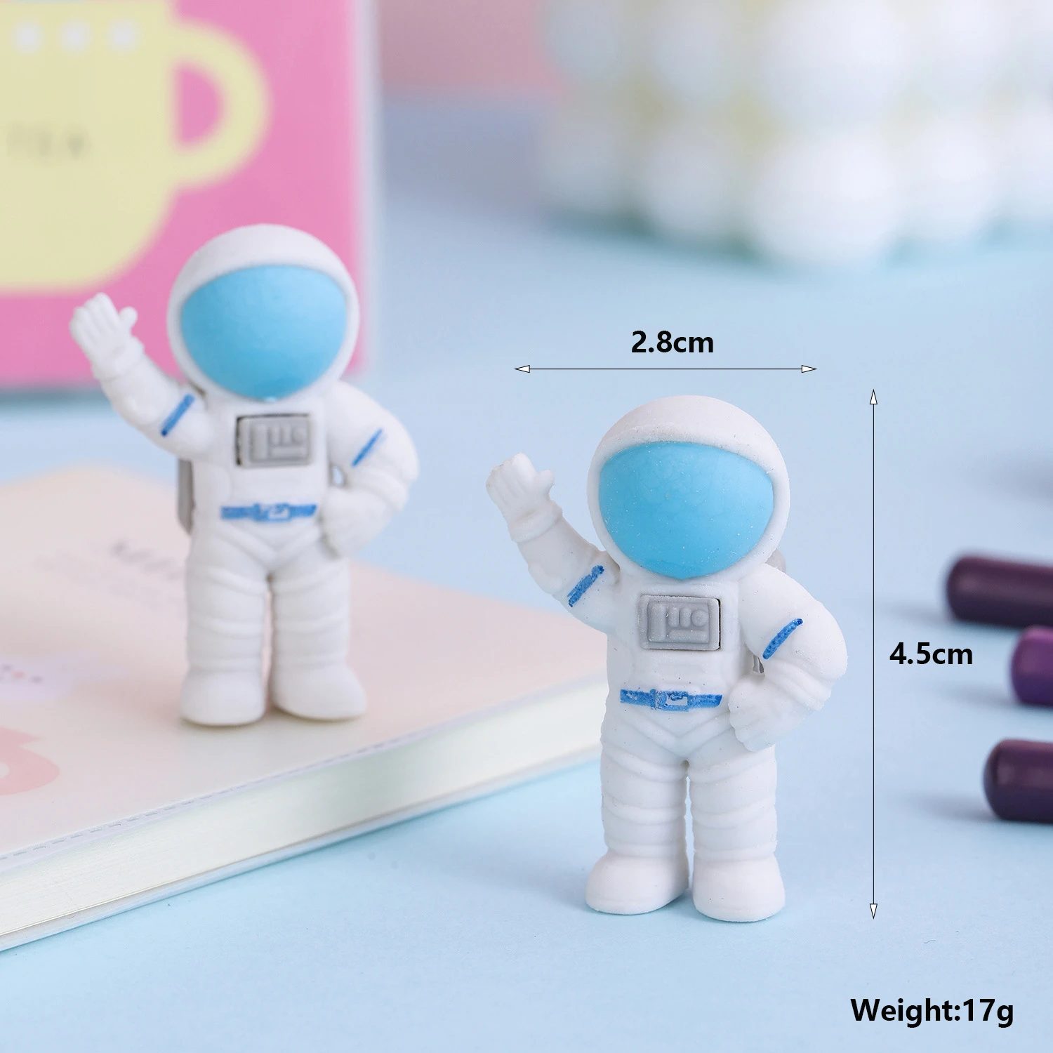 Cartoon Cute Space Astronaut Eraser Children's Creative Stationery Eraser Student School Office Supplies 3pcs