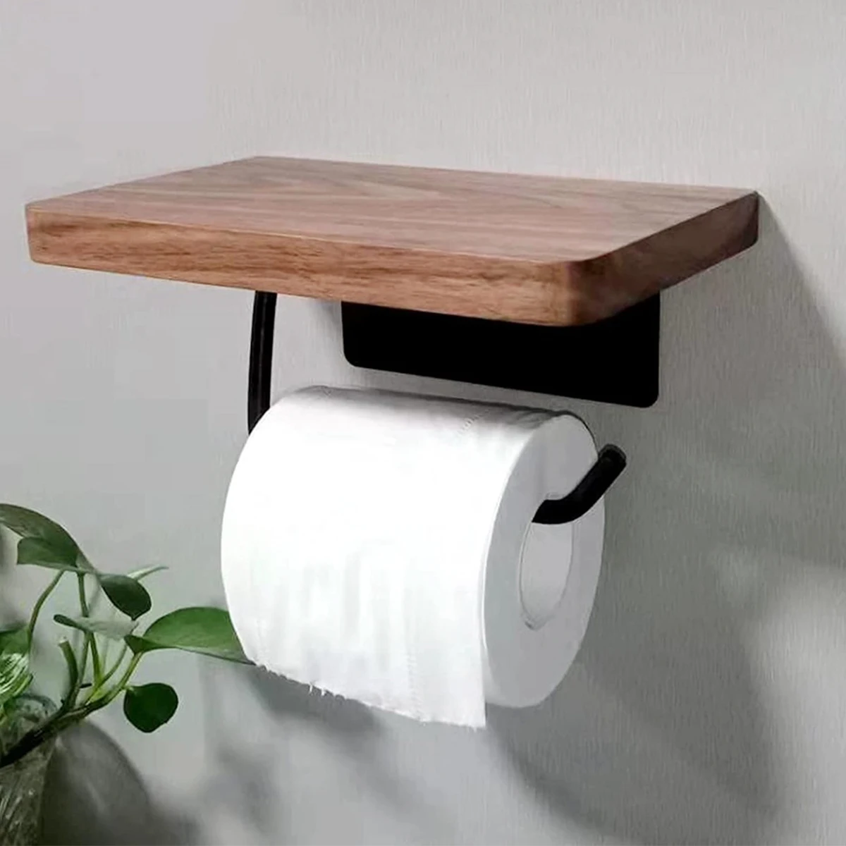 

New Design Black Walnut Paper Towel Holder Hotel Bathroom Shelving Toilet Paper Holder Roll Wall Hanging Paper Holder Solid Wood