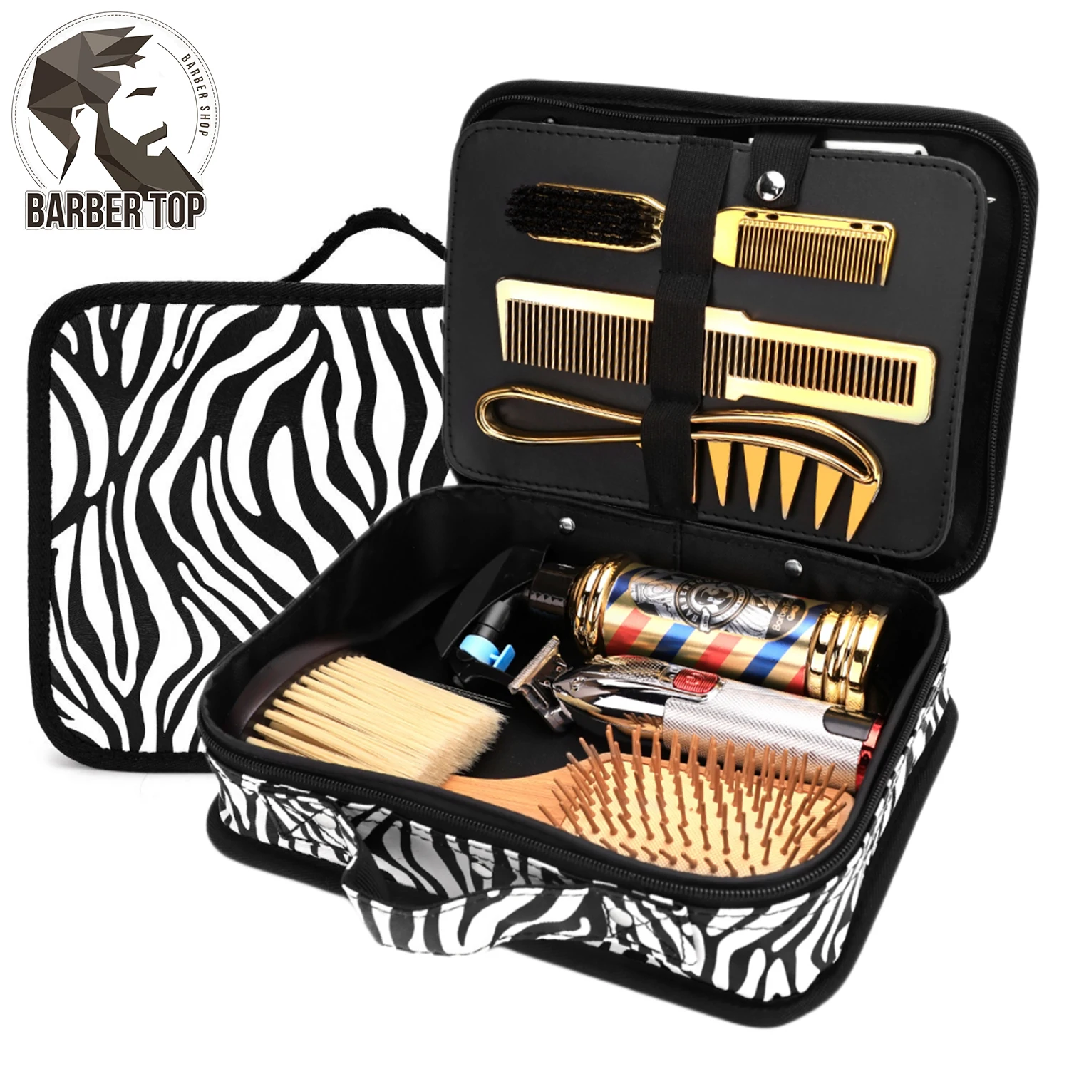 Salon Barber Bag Fashion Zebra Stripe Case Hairdressing Tools Storage Bag Beauty Makeup Tool Large Capacity Carrying Box