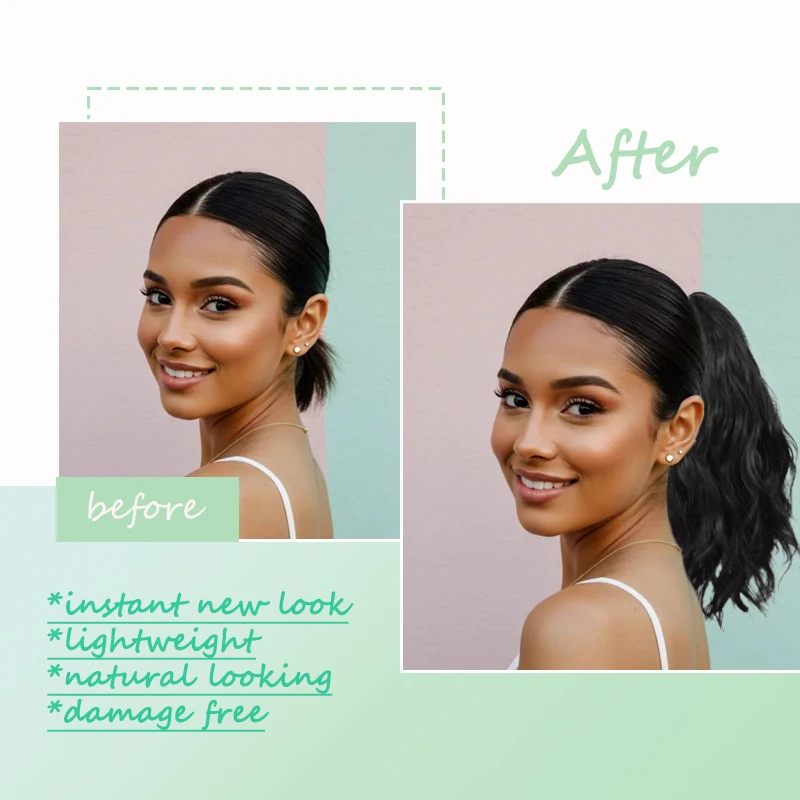 Synthetic Wavy Ponytail Extensions Hair wig 14inch Short Curly Ponytails with Claw Clip Hair Accessories for Women Daily Use