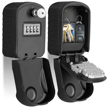 Lock Box for Keys with Code Outdoor Wall Mount Sturdy Waterproof 4-Digit Combination Keypad Key Safe Lockbox for House Realtors 1